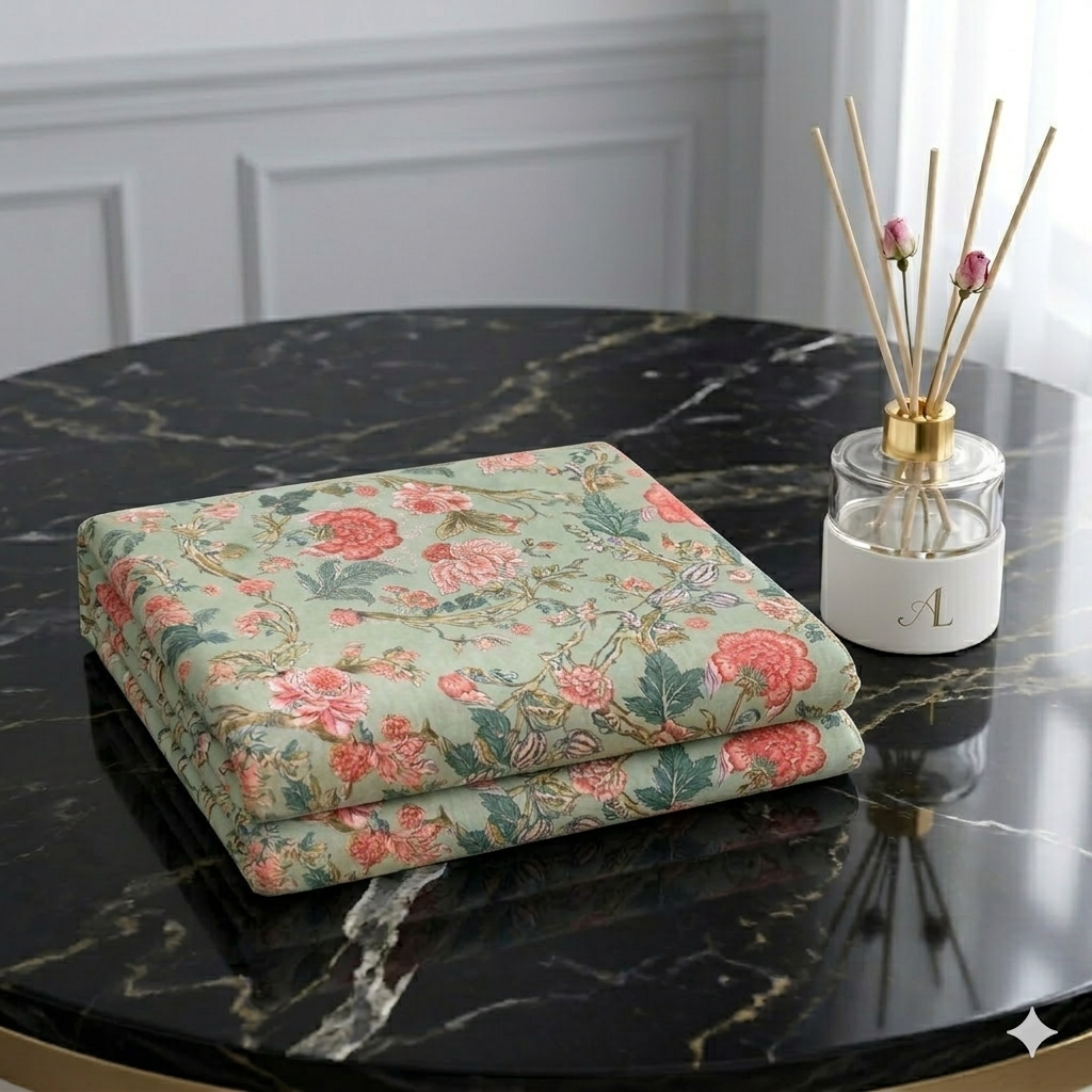 500Count Elysian Garden 100% Pure Cotton King Size Bed Sheet (100×108 Inches) with 2 Pillow Covers alternate