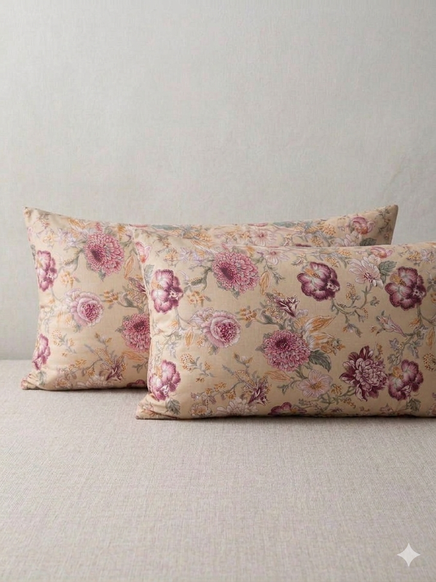 500Count Rose Garden 100% Pure Cotton King Size Bed Sheet (100×108 Inches) with 2 Pillow Covers 5