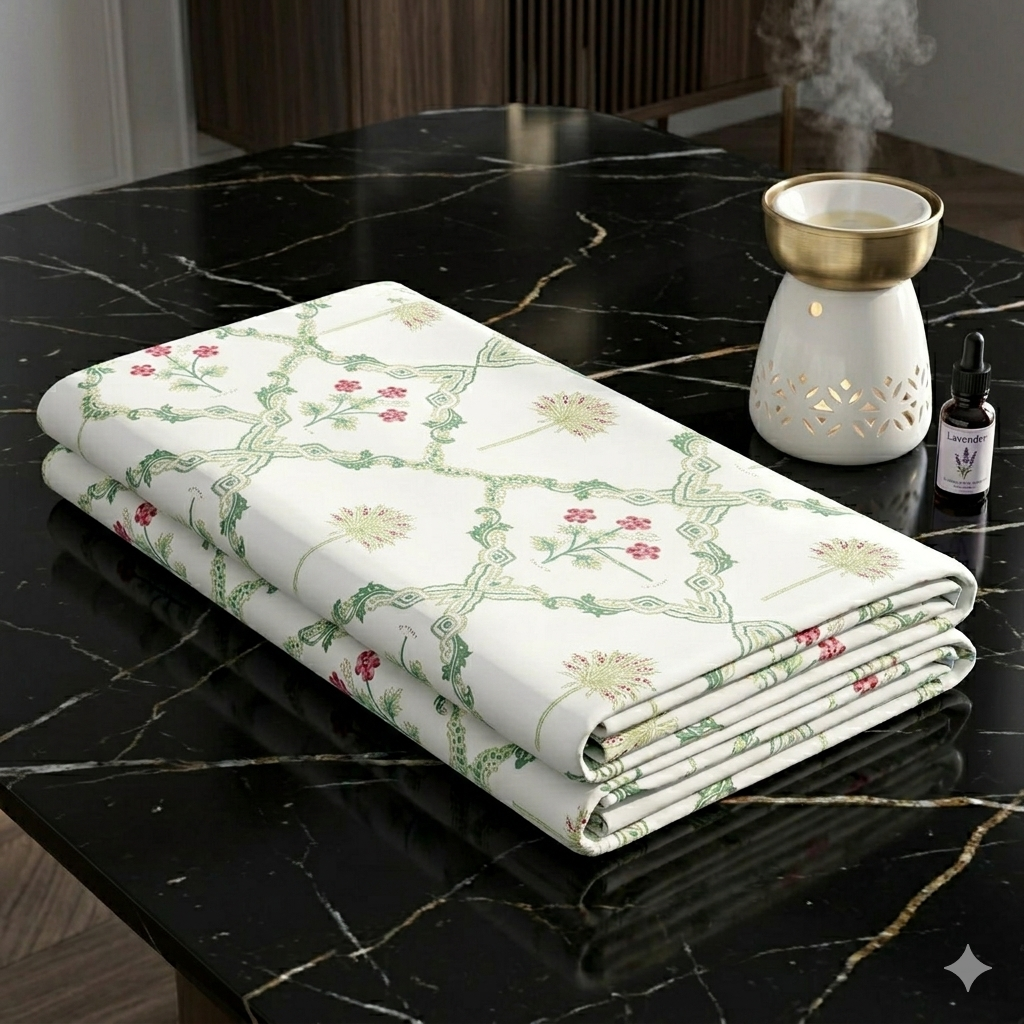 500Count Sage Petals 100% Pure Cotton King Size Bed Sheet (100×108 Inches) with 2 Pillow Covers 3