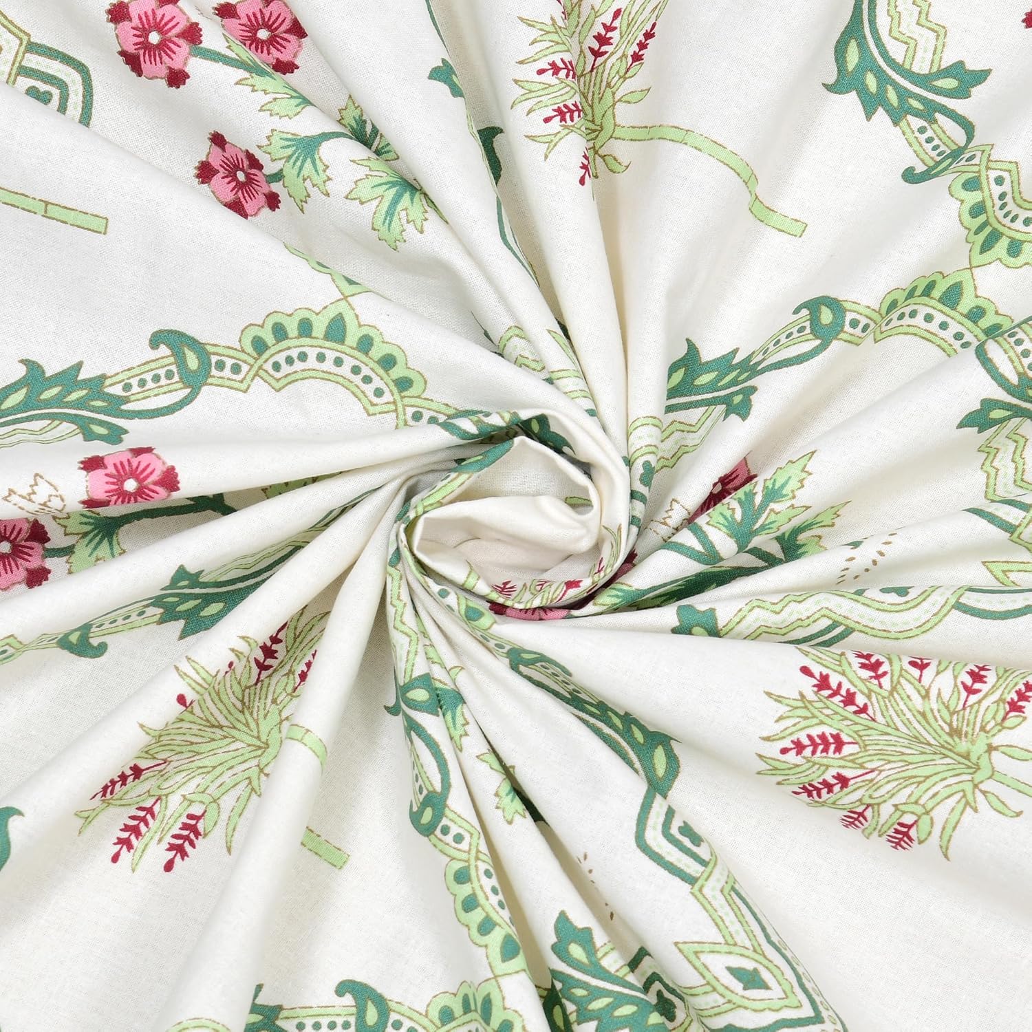 500Count Sage Petals 100% Pure Cotton King Size Bed Sheet (100×108 Inches) with 2 Pillow Covers 5